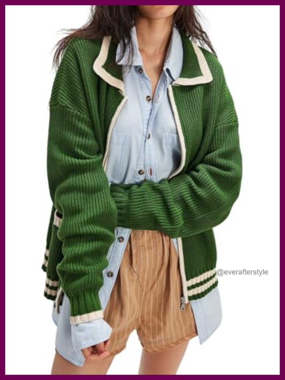 CHARTOU Women's Oversized Zip Up Knit Cardigan Sweater Coat Fall Outfit